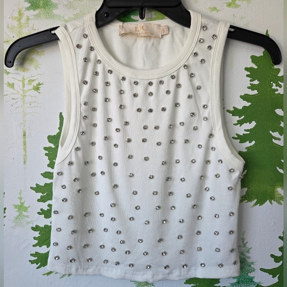 White Tank Top with Silver Studs